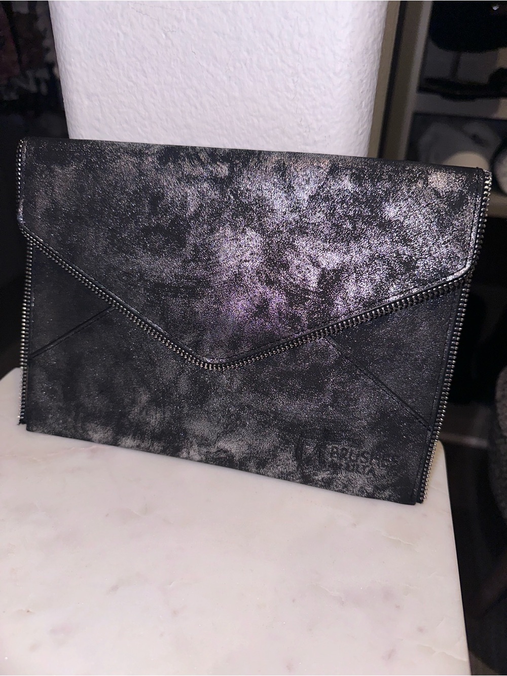 Ulta Beauty Black Silver Metallic Envelope Clutch (IT Cosmetics)